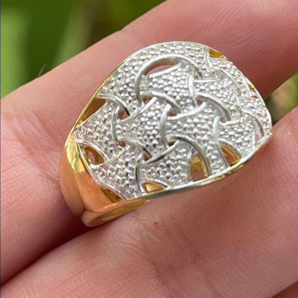 Karis Diamond Accent Fancy Ring in 18K YG Plated and Platinum Bond Size 8 - Picture 12 of 14